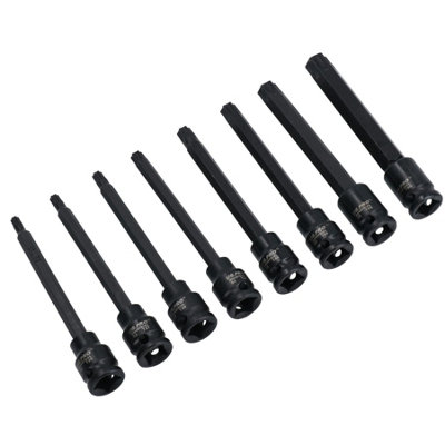 B&Q -  3/8In Drive Deep Impact Impacted Torx Star Male Bit Sockets T25-T60 8Pc Set