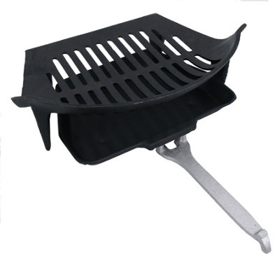 Ab Tools 16" Fire Grate, Ashpan & Handle Fireplace Cast Iron Log Saver For 18" Fire Coal