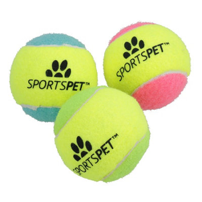 AB Tools 3Pk Medium Squeaky Tennis Balls Puppy Dog Chuck Fetch Play Time- 6.5Cm from B&Q