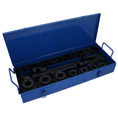 AB Tools 3/4In + 1In Drive Metric Impact Socket Set 21mm65mm With Ratchet 26Pc Set from B&Q