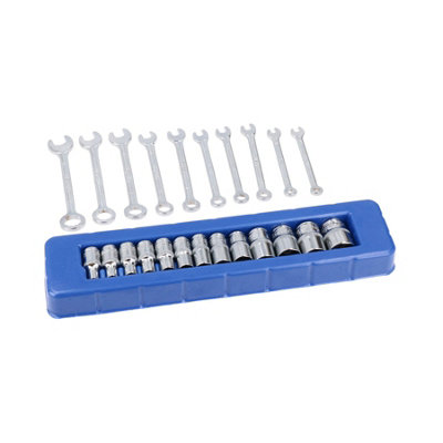 Ab Tools Metric 1/4In Drive Shallow Sockets 4 - 14Mm And 10Pc Mini Spanners 4 - 11Mm