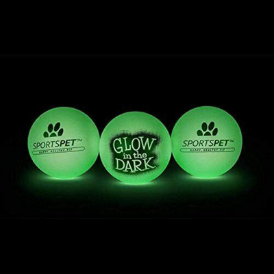 B&Q -  3Pk  Glow In The Dark Ball Dog Toy Non Toxic Rubber Balls For Dog Pet Play Gift
