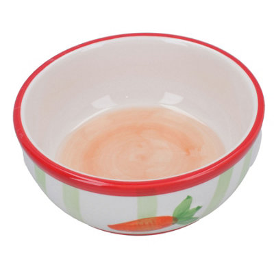 AB Tools Small Animals Rabbit Guinea Ceramic Carrot Stripe Pet Feeding Water Bowl from B&Q
