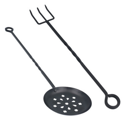 AB Tools Toasting Fork & Chestnut Roaster Loop Twisted Fire Wood Burner Steel Metal from B&Q