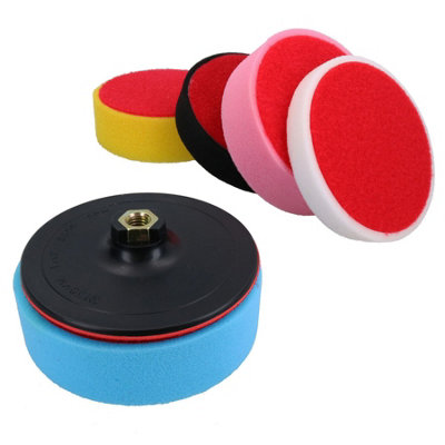 B&Q -  150mm Hook + Loop Polishing Buffing Mops Heads With M14 X 2 Backing Pad 6Pc