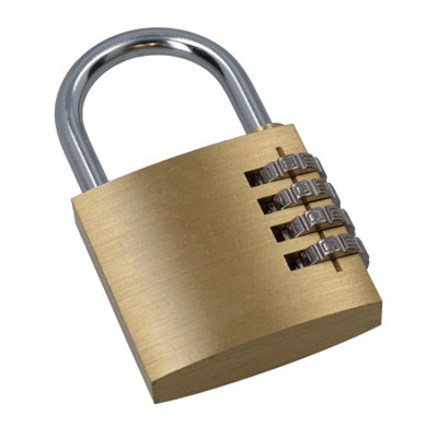 AB Tools 50mm Brass Combination Padlock Lock Security Shed Garage Door Luggage 1Pc from B&Q