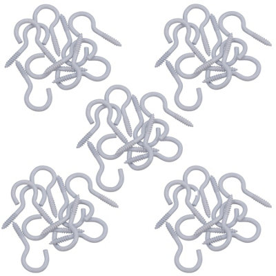 B&Q -  Screw Hook Fasteners Hangers White Plastic Finish 14mm Dia 40mm Length 50Pc