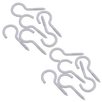 B&Q -  Screw Hook Fasteners Hangers White Plastic Finish 16mm Dia 50mm Length 12Pc