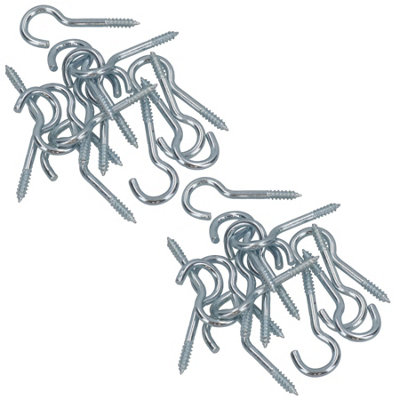 B&Q -  Screw Hook Fasteners Hangers Zinc Coated Finish 10mm Dia 35mm Length 30Pc
