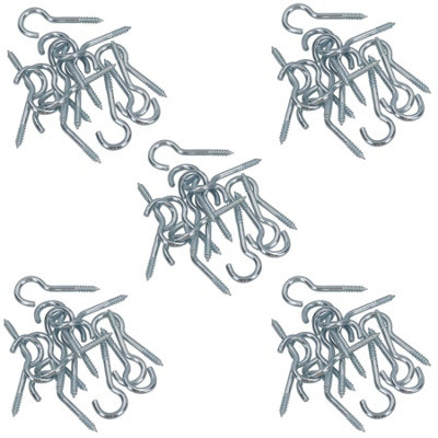 B&Q -  Screw Hook Fasteners Hangers Zinc Coated Finish 10mm Dia 35mm Length 75Pc