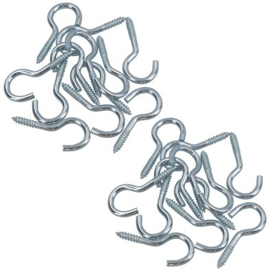 B&Q -  Screw Hook Fasteners Hangers Zinc Coated Finish 12mm Dia 40mm Length 24Pc