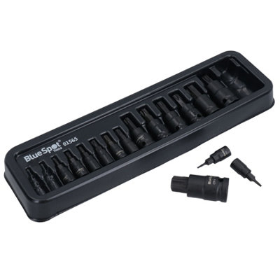 AB Tools Impact Impacted Torx Star Bit Sockets 1/4In 3/8In And 1/2In Drive T6T70 15Pc from B&Q