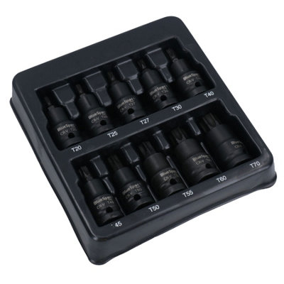 Ab Tools 1/2In Drive Male Torx Star Impacted Impact Shallow Sockets T20 - T70 10Pc