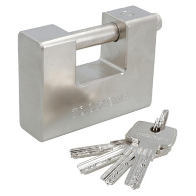 AB Tools 95mm Heavy Duty Padlock Lock For Steel Shutters Warehouse Containers 5 Keys from B&Q