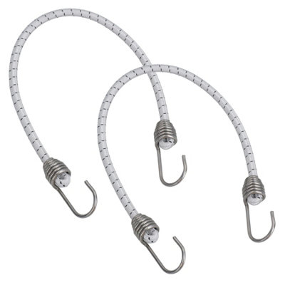 AB Tools 2Pk 30" Bungee Rope With Stainless Steel Hooks Cords Shock Elastic Marine Boat from B&Q