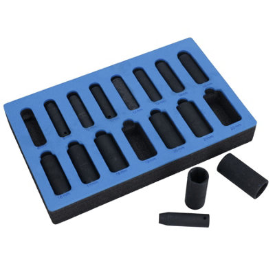AB Tools 3/8In Drive Deep Metric Impact Impacted Sockets 6 Sided 8mm-22mm 15Pc Set from B&Q