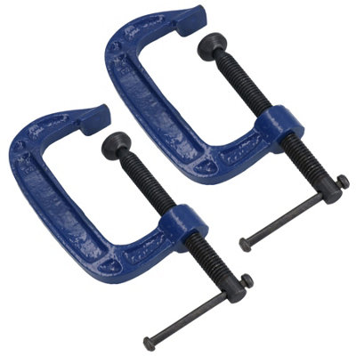 AB Tools 3 Inch (75mm) Cast Iron Screw G Clamp Fastener Holder Support Vice Clamping 2Pc from B&Q