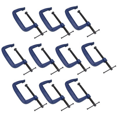 AB Tools 6 Inch (150mm) Cast Iron Screw G Clamp Fastener Holder Support Vice Clamping 10Pc from B&Q