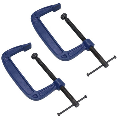 AB Tools 6 Inch (150mm) Cast Iron Screw G Clamp Fastener Holder Support Vice Clamping 2Pc from B&Q