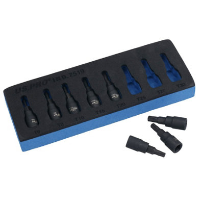 AB Tools 1/4In Drive Male Torx Star Impacted Impact Shallow Sockets T6-T30 8Pc Set from B&Q