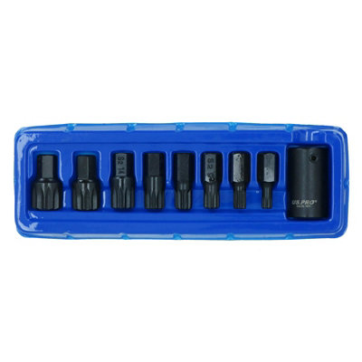 AB Tools Impact Impacted Spline Bits Sockets With 1/2In Drive Bit Holder M6M18 9Pc Set from B&Q