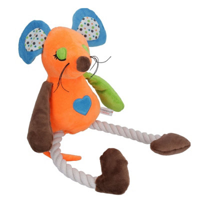 AB Tools Millie Mouse Teddy Medium Rope Soft Plush Play Dog Toy With Squeak from B&Q