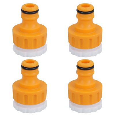 AB Tools Outdoor Garden Tap Hose Threaded Tap Connector 3/4In With 1/2In Reducer 4Pc from B&Q