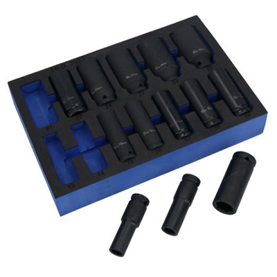 AB Tools 1/2In Drive Metric Deep Impact Impacted Sockets 6 Sided 13mm-32mm 13Pc from B&Q