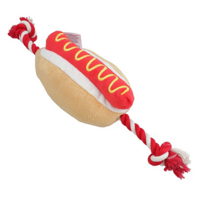 B&Q -  Dog Puppy Gift Hot Dog Food Themed Soft Plush Squeaky Toy Present