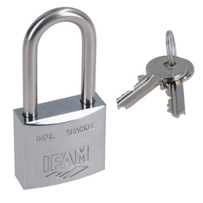 AB Tools 30mm Marine Padlock Stainless Steel Long Shackle Rust Proof Boat Yacht from B&Q