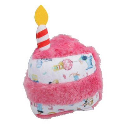 AB Tools Super Soft Plush Squeaky Birthday Cake Piece Toy Dog Puppy Happy Birthday Gift from B&Q