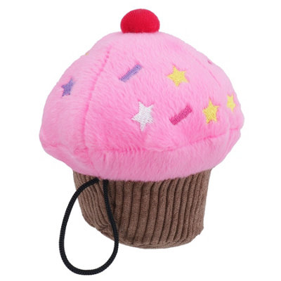 AB Tools Pink Vanilla Scented Cupcake Plush Dog Play Toy With Squeak Dog Puppy Gift from B&Q