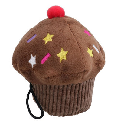 AB Tools Chocolate Vanilla Scented Cupcake Plush Dog Play Toy With Squeak Dog Gift from B&Q