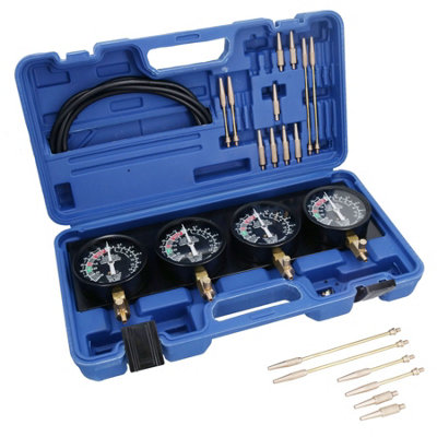 AB Tools Bike Motorcycle Carburettor Vacuum Synchroniser Balancer 4 Gauges + Adaptors from B&Q