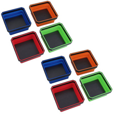 AB Tools Collapsible Magnetic Parts Tray Dish Storage Bowl Holder Plastic Multicoloured 8Pc from B&Q