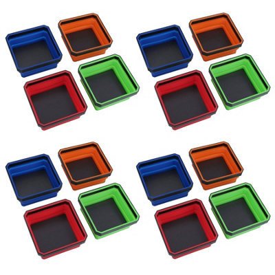 AB Tools Collapsible Magnetic Parts Tray Dish Storage Bowl Holder Plastic Multicoloured 16Pc from B&Q