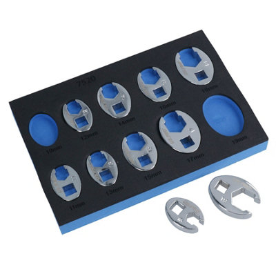 AB Tools Metric Sized Crowfoot Crowfeet Spanner Wrench Set 10mm19mm 10Pc Set from B&Q
