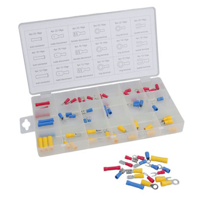 AB Tools Electrical Wire Crimping Crimp Terminal Connectors Spades Male Female 76Pc from B&Q