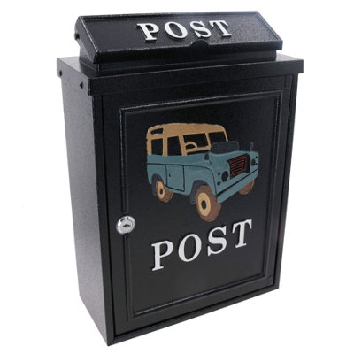 Landrover Defender Letter Post Mail Box Metal Black Wall Door House Lockable - Image 2