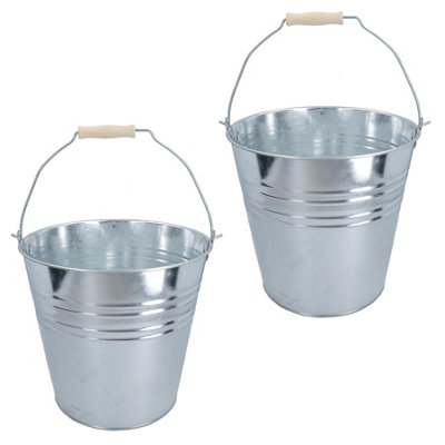 AB Tools 10L Galvanised Steel Metal Bucket Pail Water Coal Fire Greenhouse Garden Plants 2Pc from B&Q