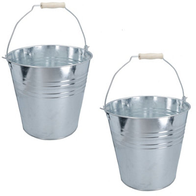 AB Tools 15L Galvanised Steel Metal Bucket Pail Water Coal Fire Greenhouse Garden Plants 2Pc from B&Q