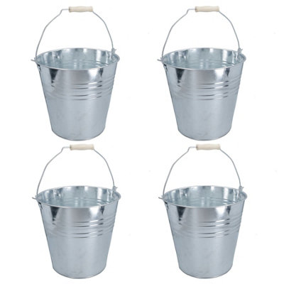 AB Tools 15L Galvanised Steel Metal Bucket Pail Water Coal Fire Greenhouse Garden Plants 4Pc from B&Q