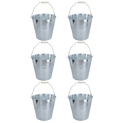 AB Tools 15L Galvanised Steel Metal Bucket Pail Water Coal Fire Greenhouse Garden Plants 6Pc from B&Q