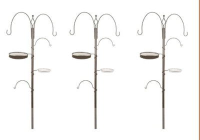 AB Tools 3 X Deluxe Wild Bird Feeding Station 4 HangersFeeder TrayPlastic Bird Bath from B&Q