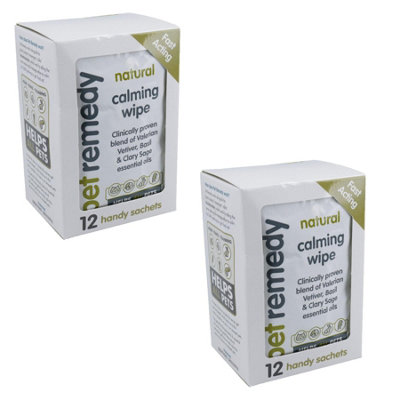 AB Tools Pet Remedy Natural Calming Wipes Dog Cat Pets Anxiety Stress Relief (24Sachet) from B&Q