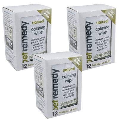 AB Tools Pet Remedy Natural Calming Wipes Dog Cat Pets Anxiety Stress Relief (36Sachets) from B&Q