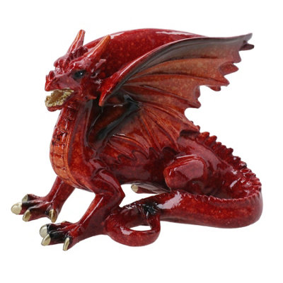 AB Tools Red Dragon Lying Resin Fantasy Sculpture Statue House Home Ornament Figurine from B&Q