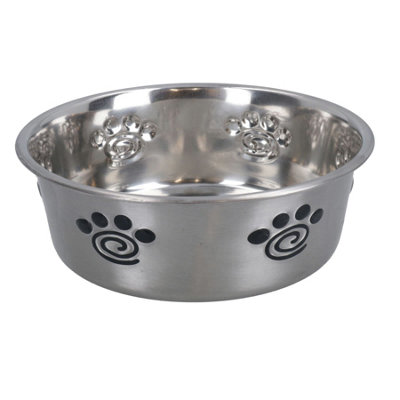 AB Tools 1 Heavy Duty Non Slip Silver Paw Bowl Dog Puppy Feed Food Water Bowl 16Cm from B&Q