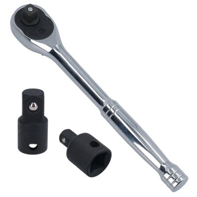 AB Tools 3/8In Drive Ratchet With 1/4In + 1/2In Impact Convertors Adaptors 72 Teeth from B&Q