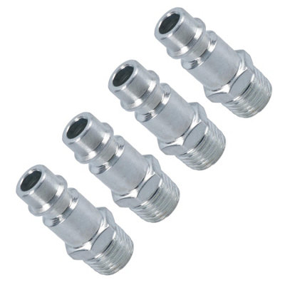 AB Tools Euro Air Line Quick Release Hose Fitting Connector 1/4 Bsp Male Thread 4Pc
